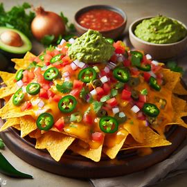 Nachos com queijo e guacamole