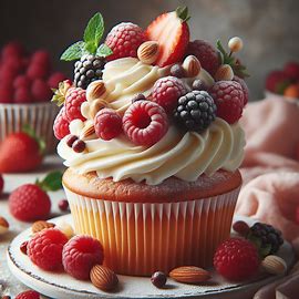 Cupcake de amêndoas e framboesa